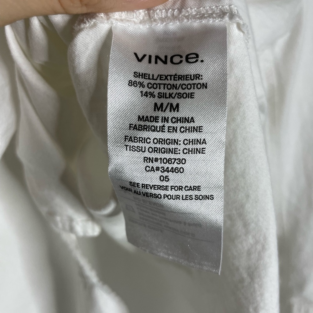 VINCE White Raw Edge Oversized Button Down Shirt M - Picture 7 of 8